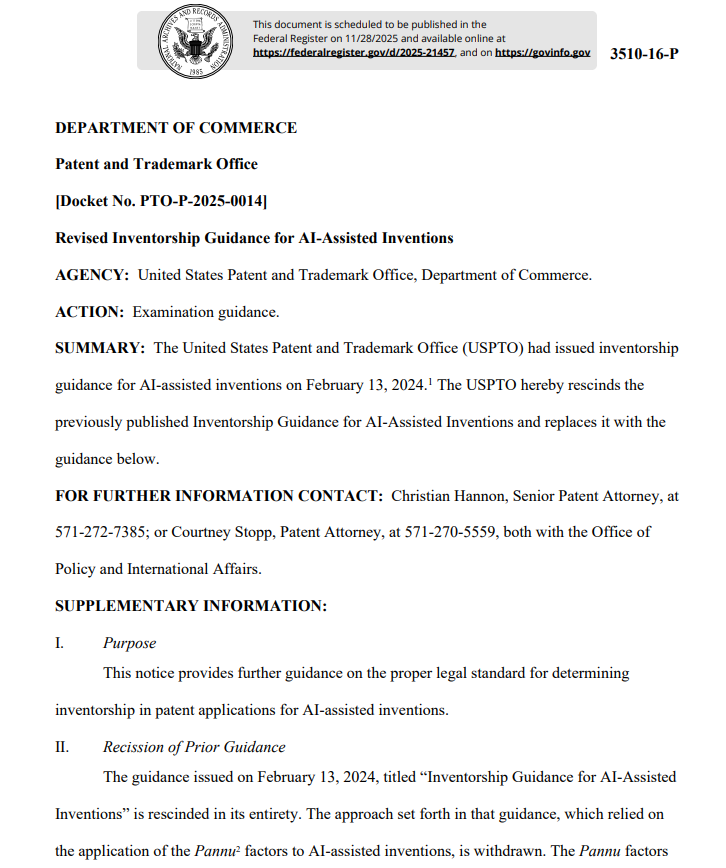 美 특허청, AI 시대 발명자 기준 전면 재정비… “반드시 인간”
